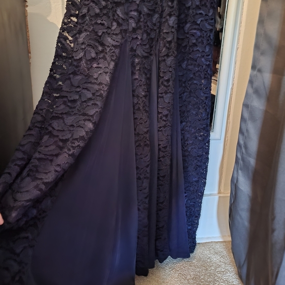 Lace Navy Full Length Dress - Picture 2 of 5